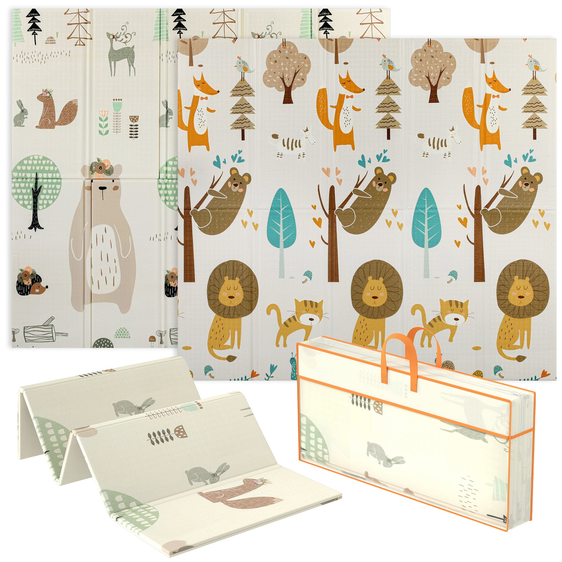 Photo of AIYAPLAY Baby Play Mat, Double Sideded Foldable Kids Crawling Mat, Reversible & Waterproof, Animal in Animal colour on a white background