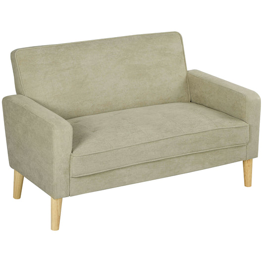 Photo of HOMCOM Two-Seater Velvet-Feel Sofa - Beige in Beige colour on a white background