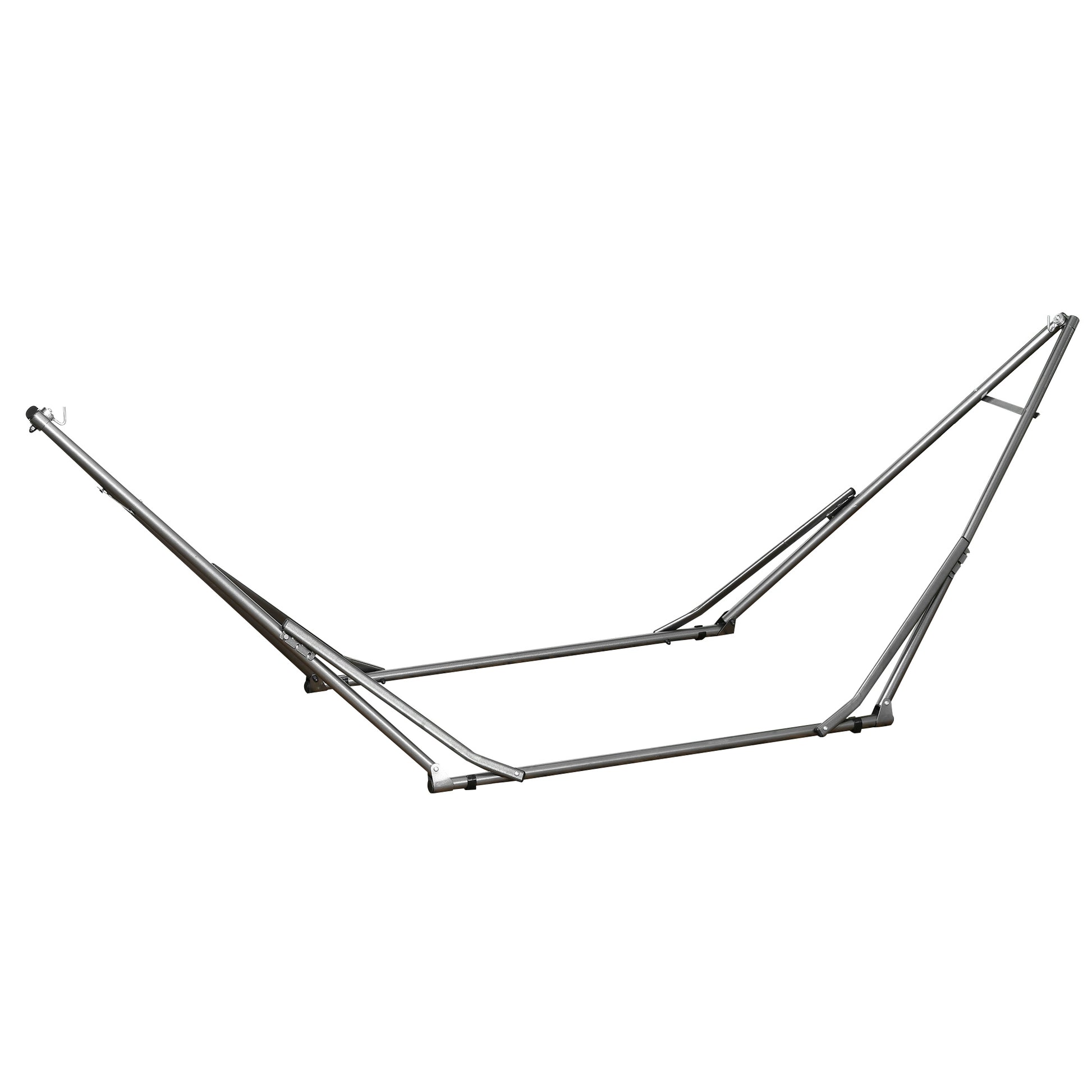Photo of Outsunny Foldable Hammock Stand, Portable Hammock with Metal Frame, 2 in 1 Hammock Net Stand, Clothes Drying Rack, Load Capacity 120kg, for Patio, Garden, Yard, Black in Black colour on a white background