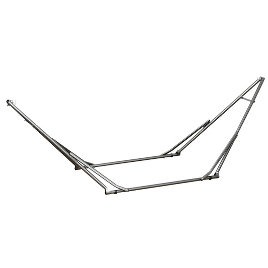 Photo of Outsunny Foldable Hammock Stand, Portable Hammock with Metal Frame, 2 in 1 Hammock Net Stand, Clothes Drying Rack, Load Capacity 120kg, for Patio, Garden, Yard, Black in Black colour on a white background