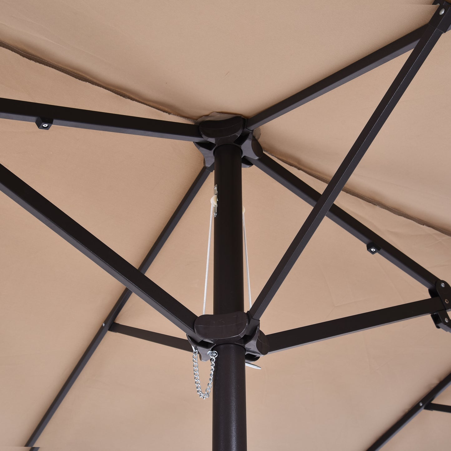 Outsunny 4.6m Double-Sided Patio Parasol Sun Umbrella-Tan