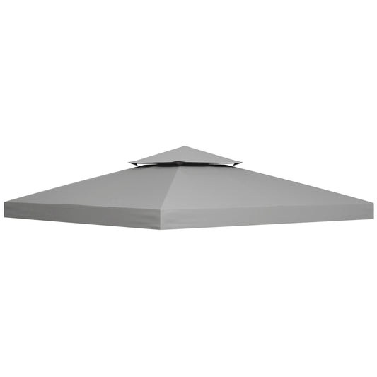 Photo of Outsunny 3(m) Gazebo Top Cover Double Tier Canopy Replacement Pavilion Roof Light Grey in Grey colour on a white background