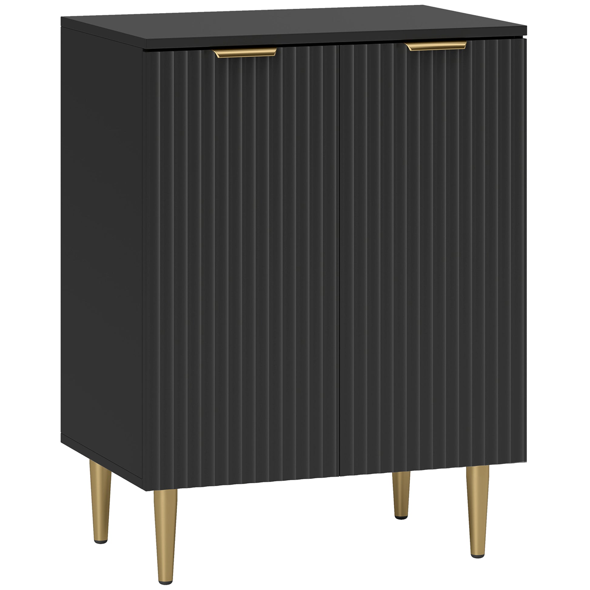 Photo of HOMCOM Sideboard Buffet Cabinet, Modern Kitchen Storage Cabinet with Adjustable Shelves and Metal Legs, Black in Black colour on a white background