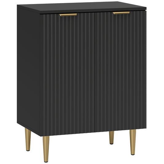 Photo of HOMCOM Sideboard Buffet Cabinet, Modern Kitchen Storage Cabinet with Adjustable Shelves and Metal Legs, Black in Black colour on a white background