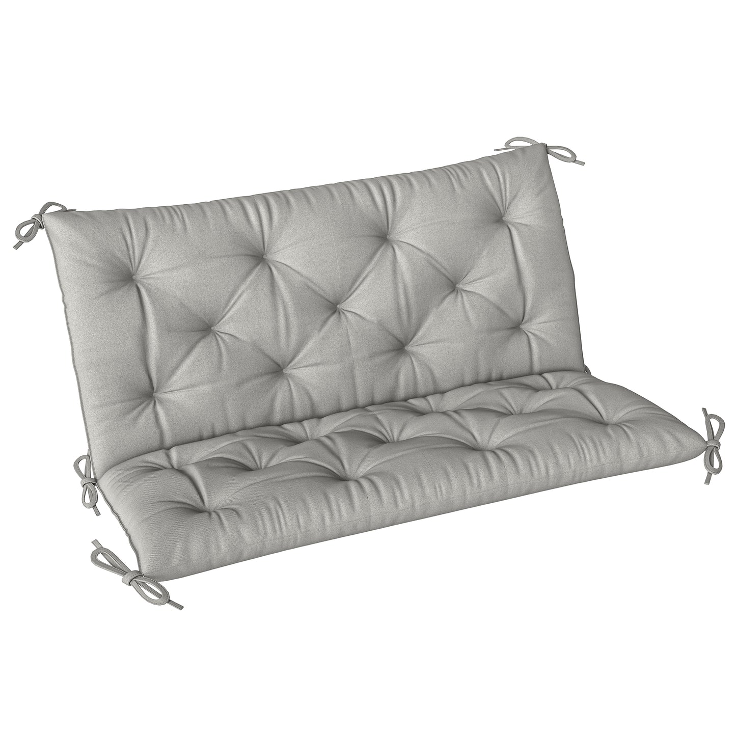 Photo of Outsunny 2 Seater Bench Pad, Garden Chair Cushion with Back and Ties for Indoor and Outdoor Use, 98 x 100 cm, Light Grey in Grey colour on a white background