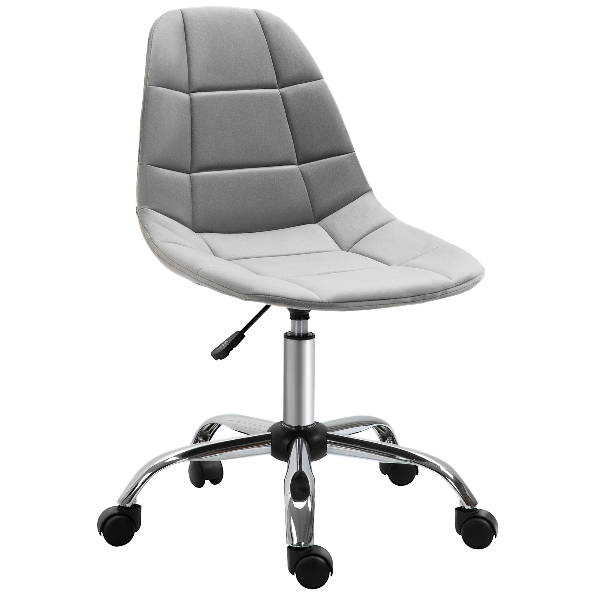 Photo of Vinsetto Ergonomic Office Chair with Adjustable Height and Wheels Velvet Executive Chair Armless for Home Study Bedroom Grey in Grey colour on a white background
