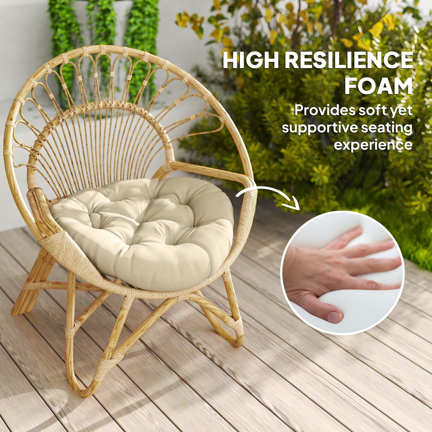 Outsunny Set of Two Φ60cm Outdoor Cushions - Beige