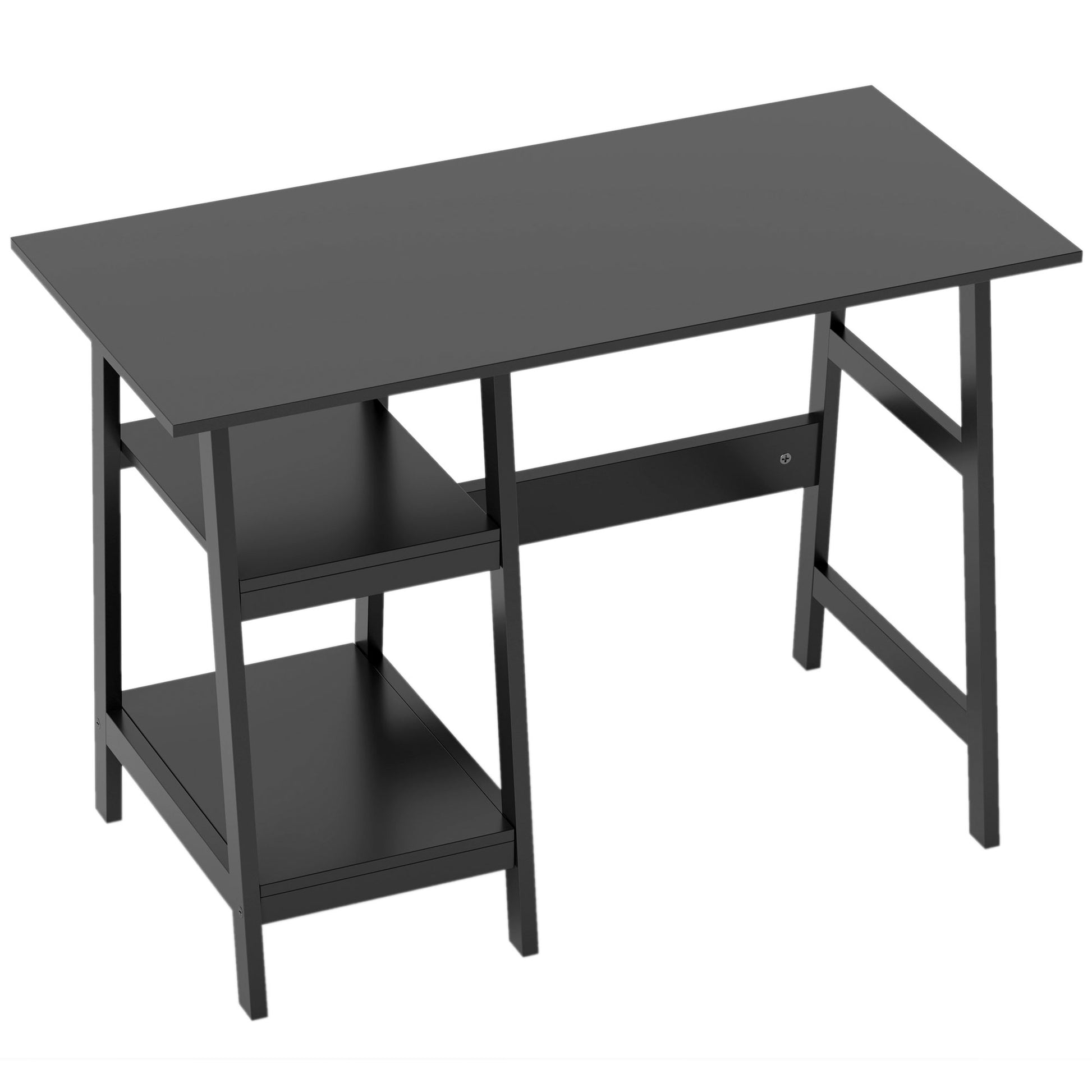 Photo of HOMCOM Compact Computer Desk with Storage Shelves, Study Table with Bookshelf, PC Table Workstation for Home Office, Study, Easy Assembly, 106 x 51cm, Black in Black colour on a white background