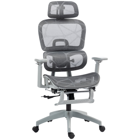 Photo of HOMCOM Multi-Adjustable Mesh Office Chair - Grey in Grey colour on a white background
