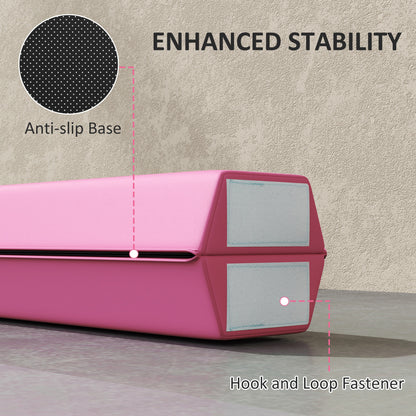 SPORTNOW pink balance beam end with anti-slip base and hook-and-loop fastener