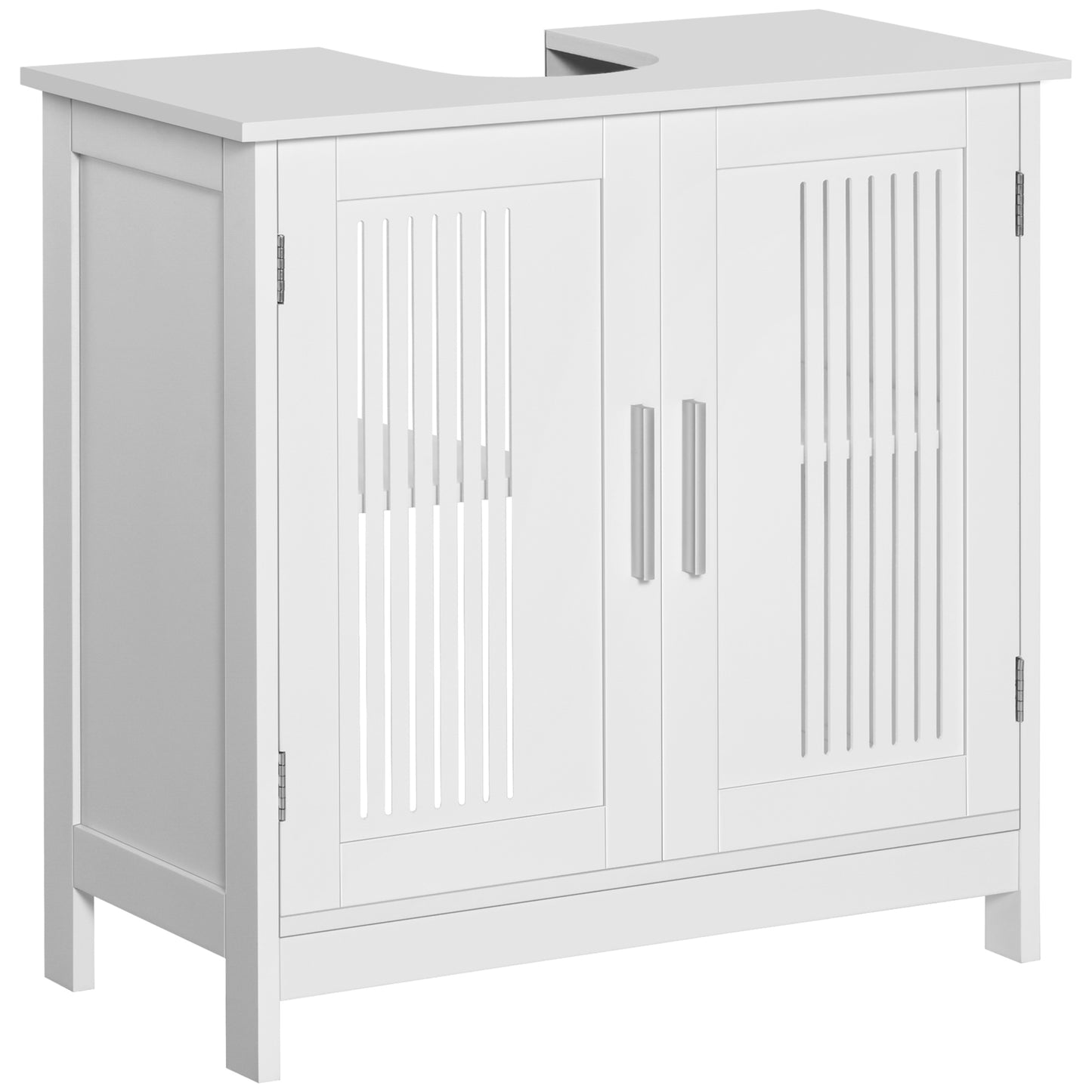 Photo of kleankin Modern Under Sink Cabinet with 2 Doors, Bathroom Vanity Unit, Pedestal Under Sink Design, Storage Cupboard with Adjustable Shelves, White in White colour on a white background