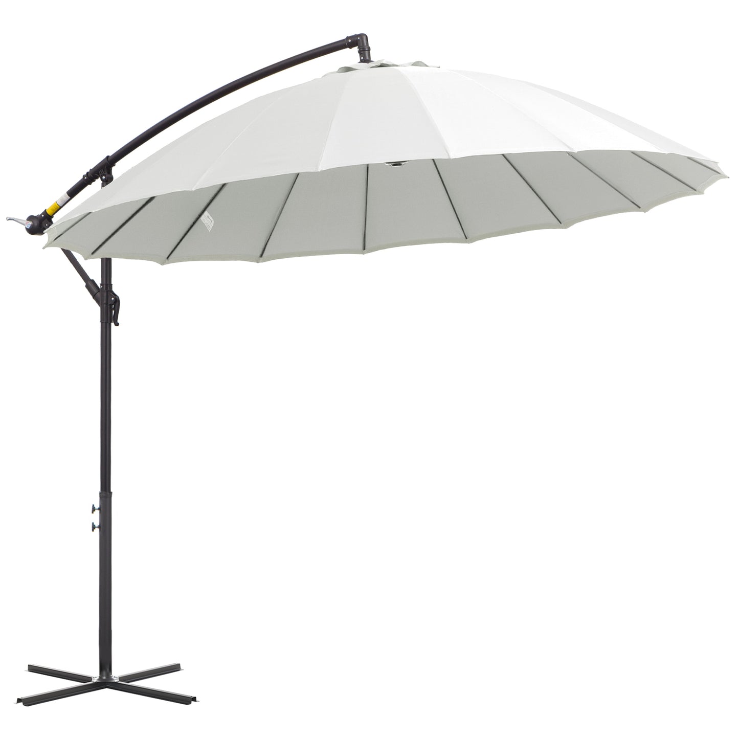 Photo of Outsunny 3(m) Cantilever Umbrella 18 Ribs & Vents Adjustable Angle for Patio Cream White in White colour on a white background