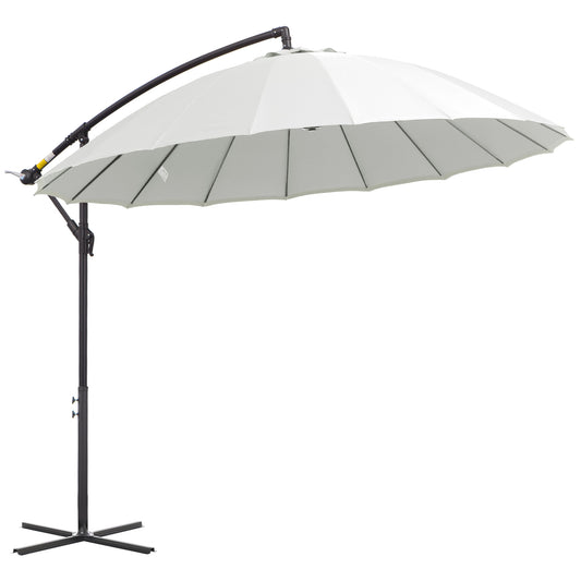 Photo of Outsunny 3(m) Cantilever Umbrella 18 Ribs & Vents Adjustable Angle for Patio Cream White in White colour on a white background
