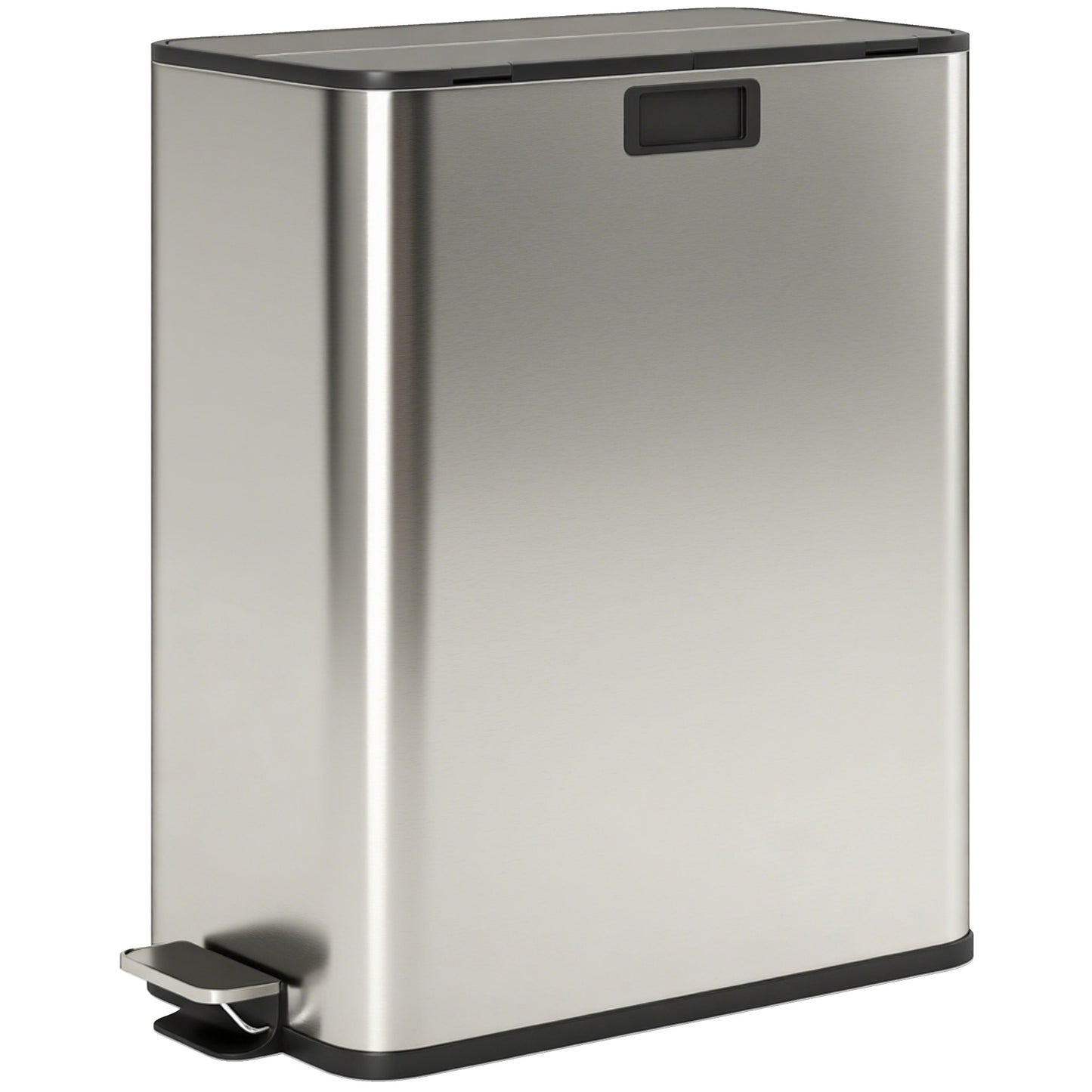 Photo of HOMCOM Dual Kitchen Bin with Soft-Close Butterfly Lid, 2 x 28L Stainless Steel Pedal Bin with Removable Inner Buckets, Fingerprint-Proof for Recycling and Waste, Silver Tone in Tone colour on a white background