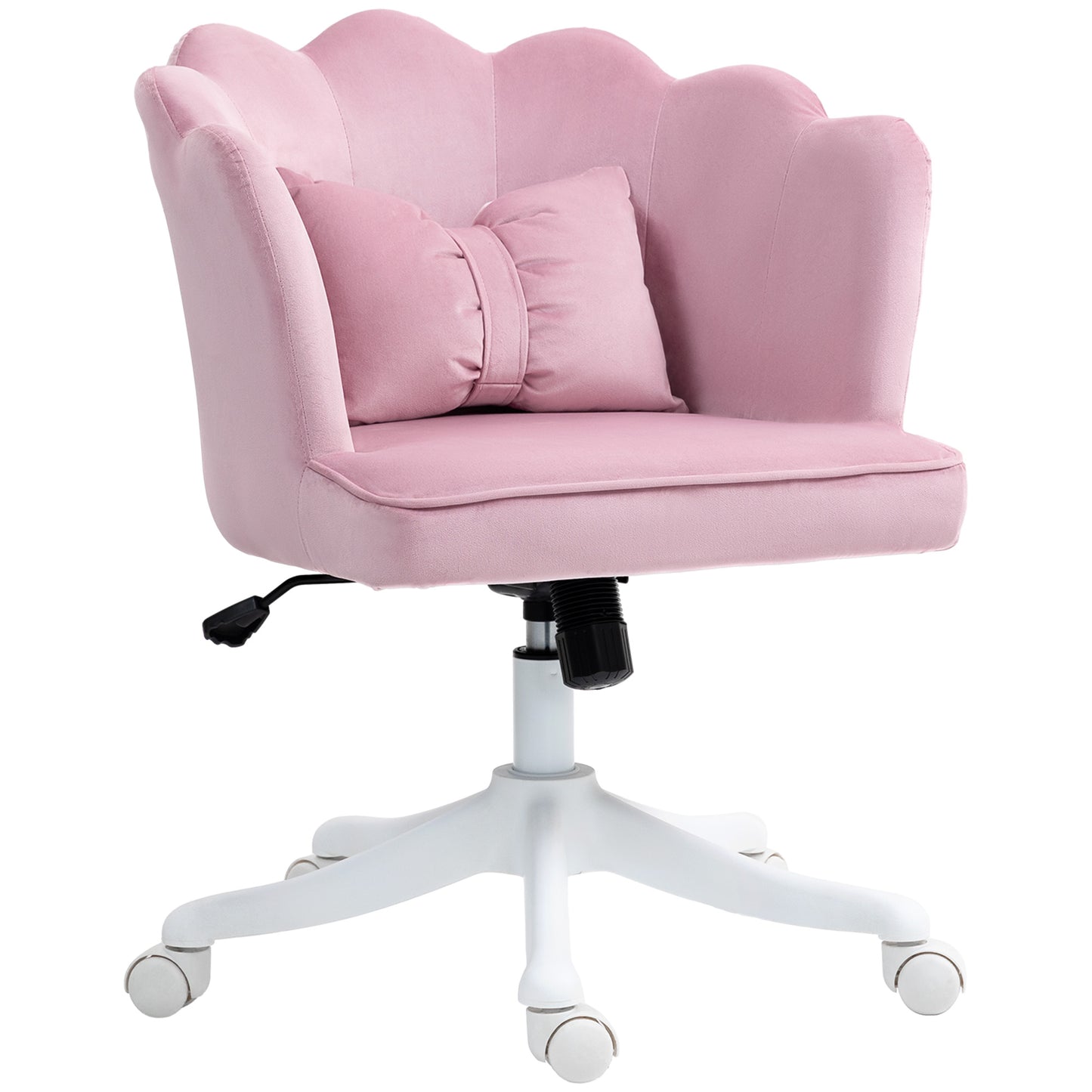 Photo of HOMCOM Velvet-Feel Petal Back Office Chair - Pink in Pink colour on a white background