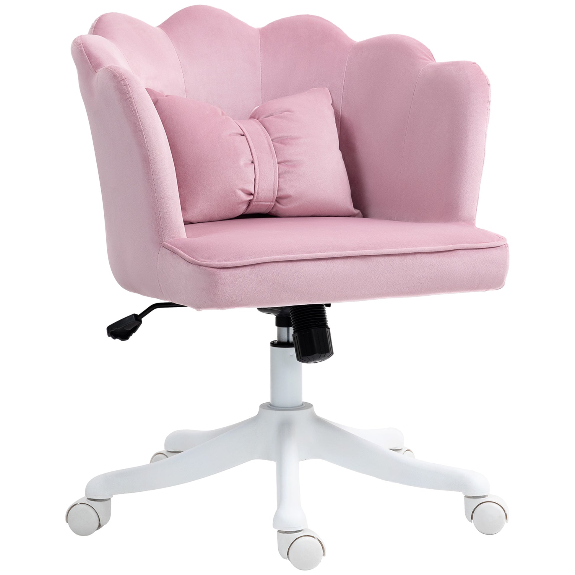 Photo of HOMCOM Velvet-Feel Petal Back Office Chair - Pink in Pink colour on a white background