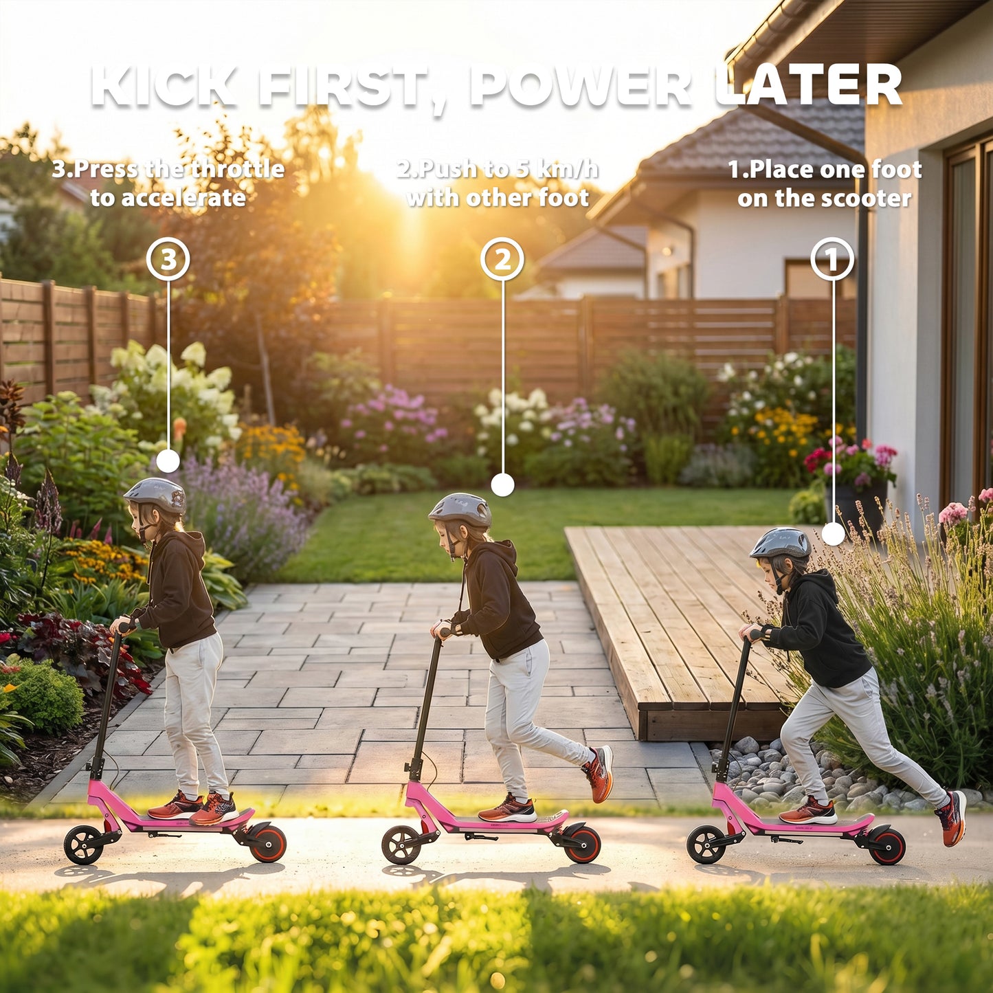 SPORTNOW Electric Scooter for Kids, Foldable E Scooter for Age Age 6+ with LED Display, RGB lights, Up to 16km/h, Pink