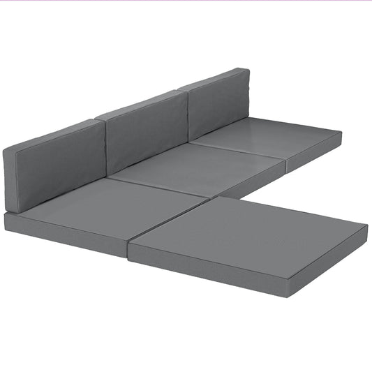 Photo of Outsunny 7-Piece Patio Furniture Cushions, Outdoor Loveseat Cushion with Removable Covers for Rattan Furniture, 60x60 cm, Dark Grey in Grey colour on a white background