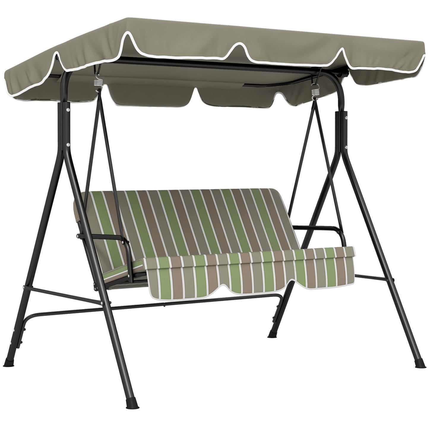 Photo of Outsunny Three-Seater Garden Swing Chair, with Adjustable Canopy - Green in Green colour on a white background