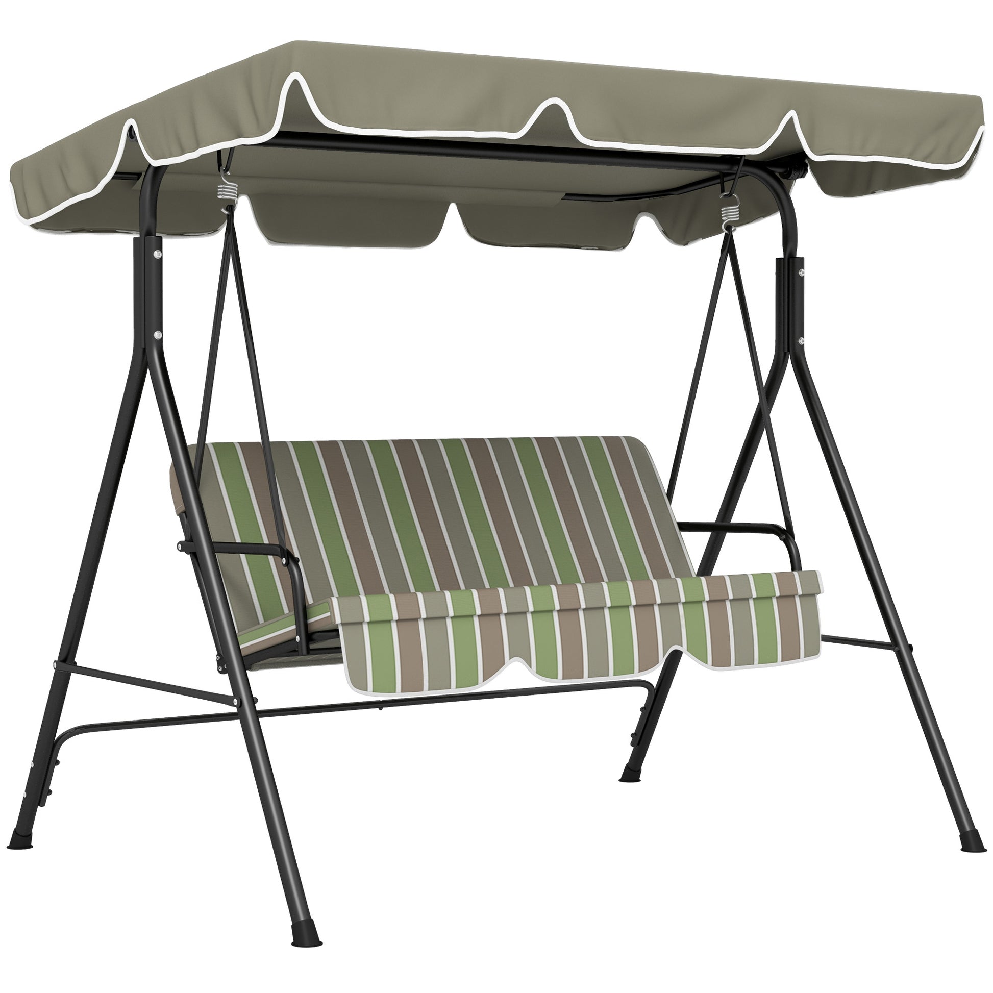 Photo of Outsunny Three-Seater Garden Swing Chair, with Adjustable Canopy - Green in Green colour on a white background