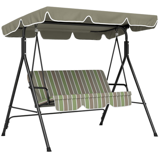 Photo of Outsunny Three-Seater Garden Swing Chair, with Adjustable Canopy - Green in Green colour on a white background