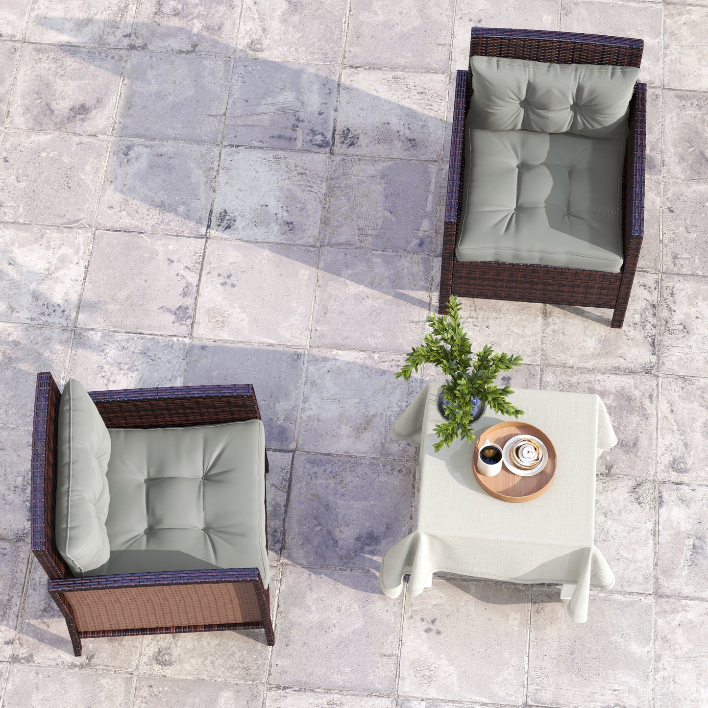 Outsunny 4-Piece Seat Cushions Back Pillows Replacement, Patio Chair Cushions Set for Indoor Outdoor, Light Grey