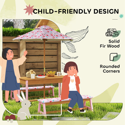 AIYAPLAY kids picnic table set with rounded corners and solid wood construction