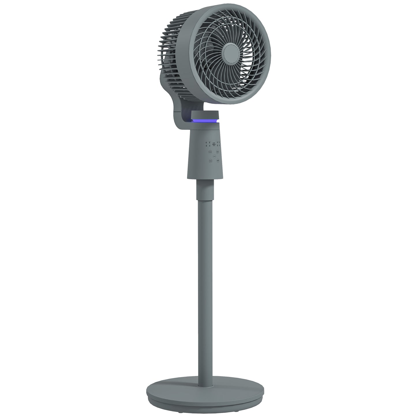 Photo of HOMCOM Pedestal Air Circulation Fan with Oscillating, Light Off, Grey in Grey colour on a white background