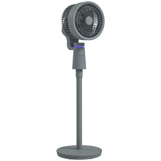 Photo of HOMCOM Pedestal Air Circulation Fan with Oscillating, Light Off, Grey in Grey colour on a white background