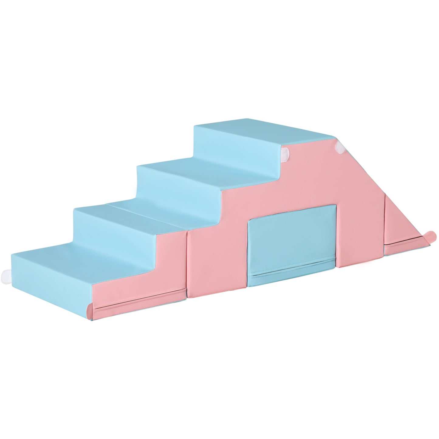 Photo of HOMCOM 2-piece Soft Play Set, Baby Foam Climber Block for Toddler 1-3 Years, Pink Blue in Blue colour on a white background
