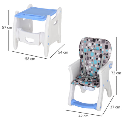 HOMCOM convertible chair parts with dimensions: a toddler chair and a small table