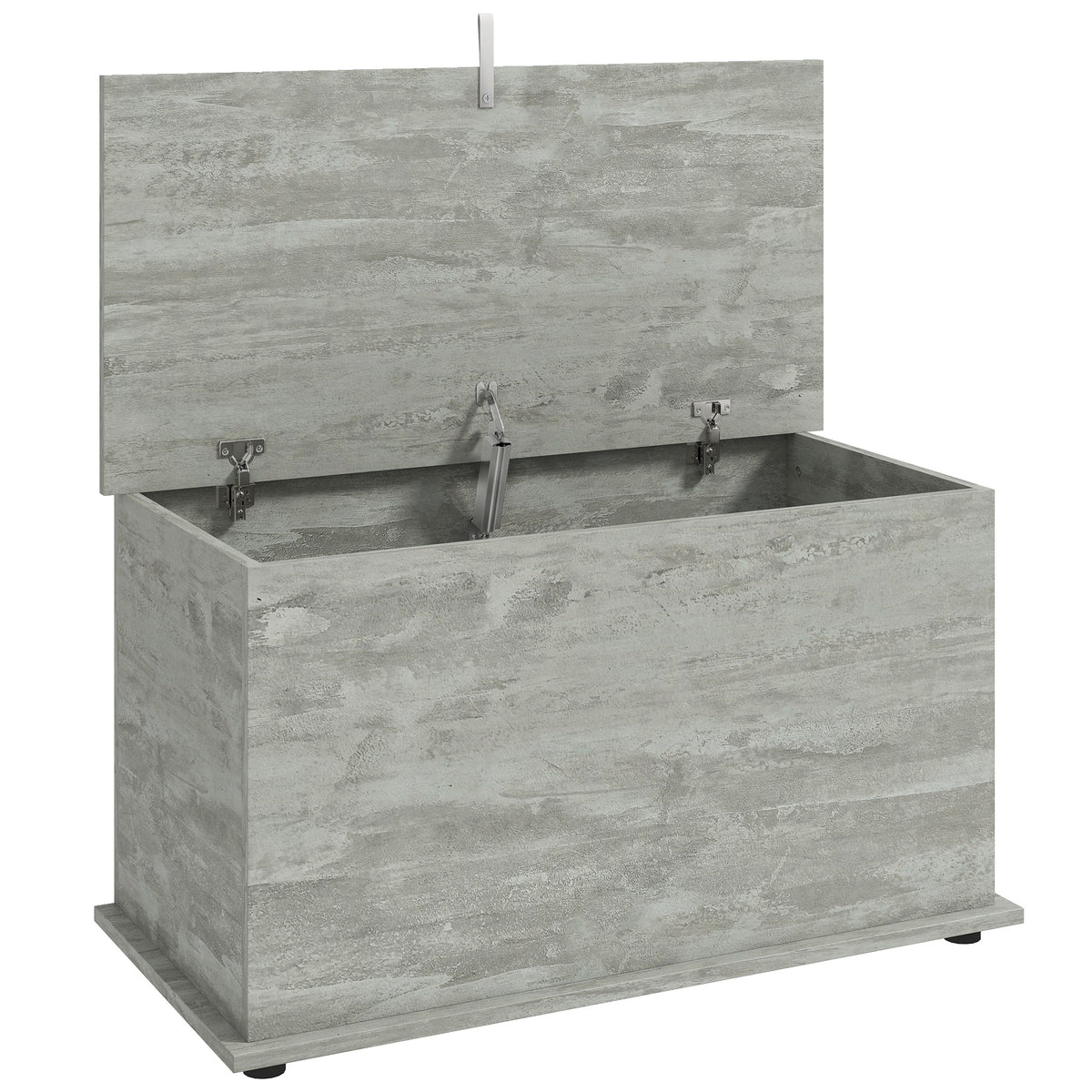 Photo of HOMCOM Storage Chest, 102L Blanket Box, Shoe Bench with Safety Hinged Lid, Bed End Bench for Bedroom, 80 x 40 x 45cm, Grey in Grey colour on a white background