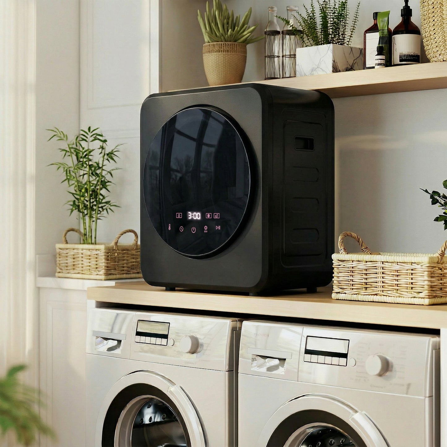 HOMCOM Vented Tumble Dryer, 4 kg Front Tumble Dryer with Stainless Steel Tub, 800W Compact Freestanding Black