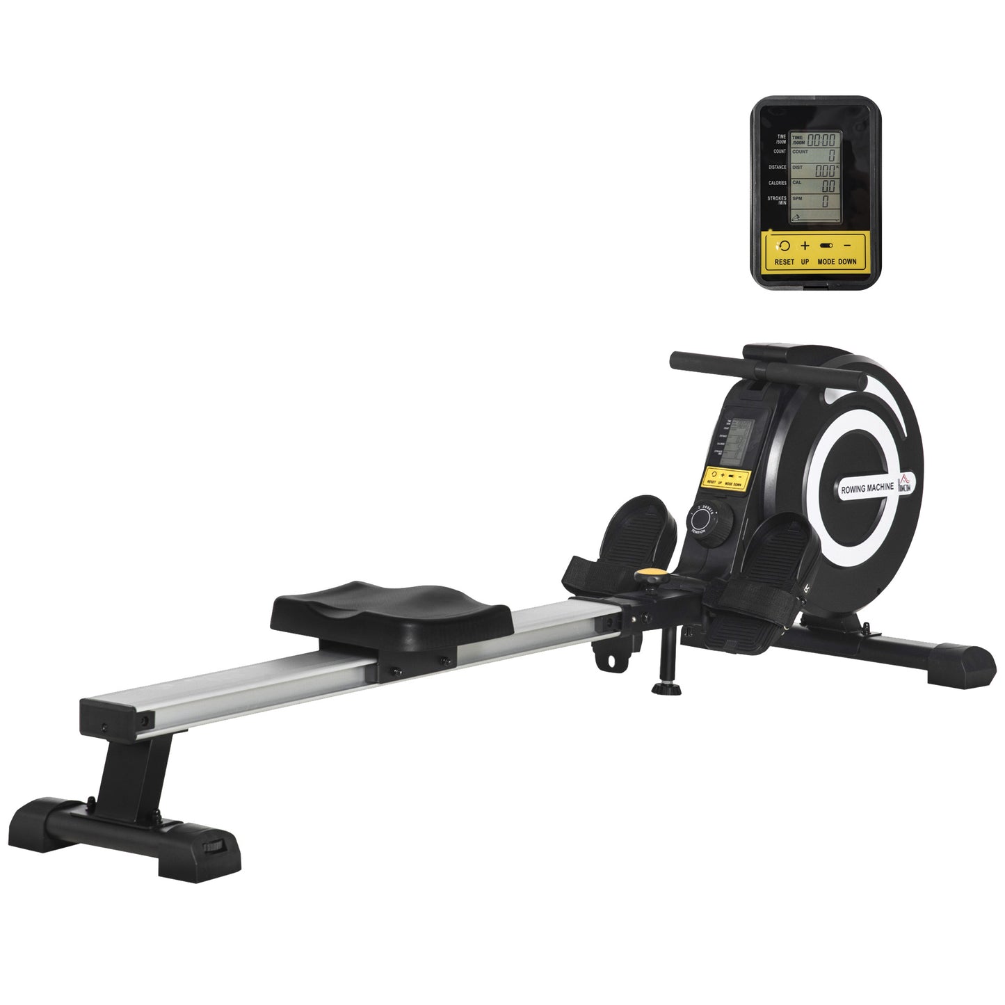 Photo of HOMCOM Folding Rowing Machine, Magnetic Rower Machine with 8 Levels Quiet Resistance, LCD Monitor, Wheels, Aluminium Slide Rail, Vertical Storage, 102kg Weight Capacity for Home Gym Cardio Training in Training colour on a white background