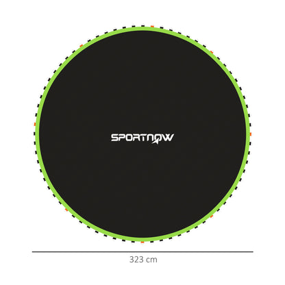 SPORTNOW black replacement trampoline mat with green edge and 72 V-hooks, 323 cm diameter