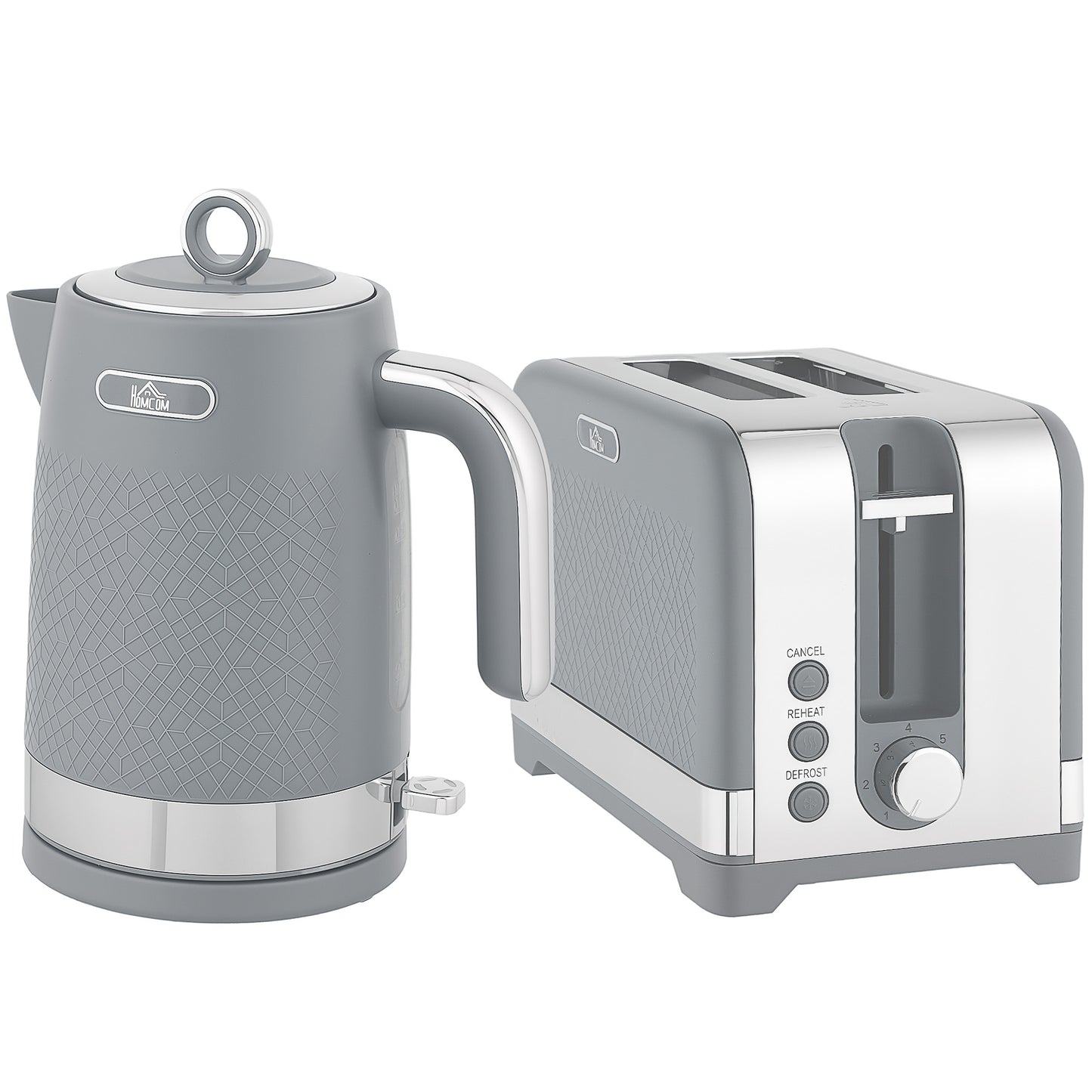Photo of HOMCOM Sleek Textured Kettle and Toaster Set - Grey in Grey colour on a white background