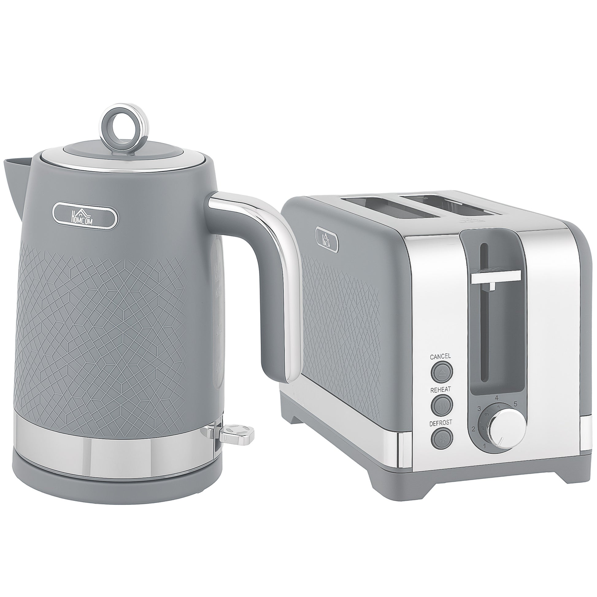 Photo of HOMCOM Sleek Textured Kettle and Toaster Set - Grey in Grey colour on a white background