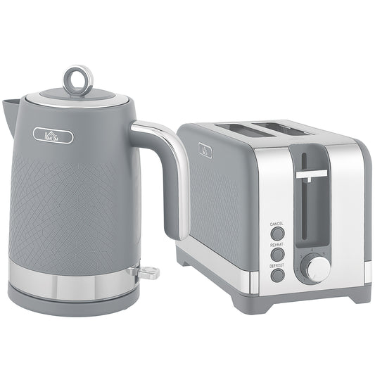 Photo of HOMCOM Sleek Textured Kettle and Toaster Set - Grey in Grey colour on a white background