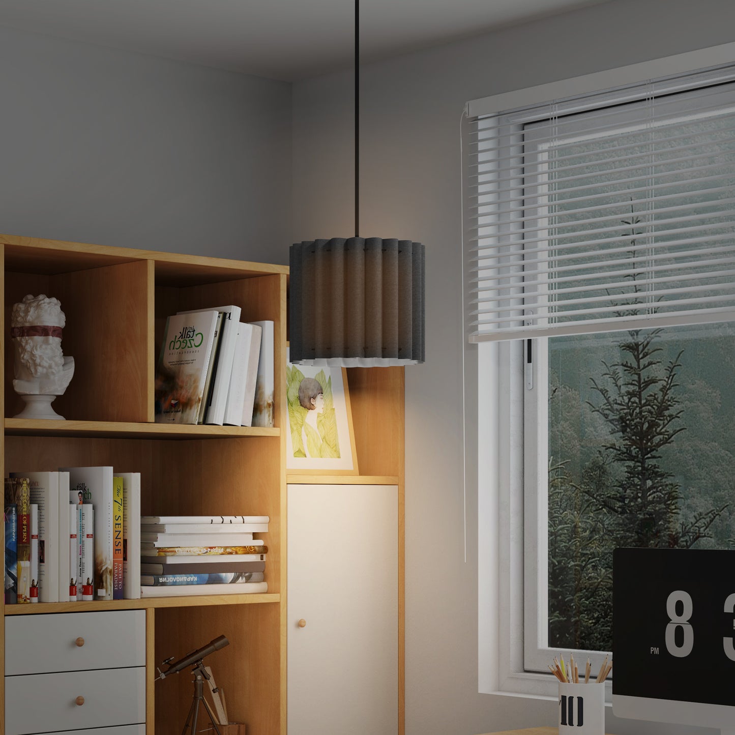 HOMCOM Linen Pendant Light, Bedside Ceiling Lamps with E27 Bulb, Modern Hanging Lights for Living Room, Bedroom, Kitchen, Hallway, Black