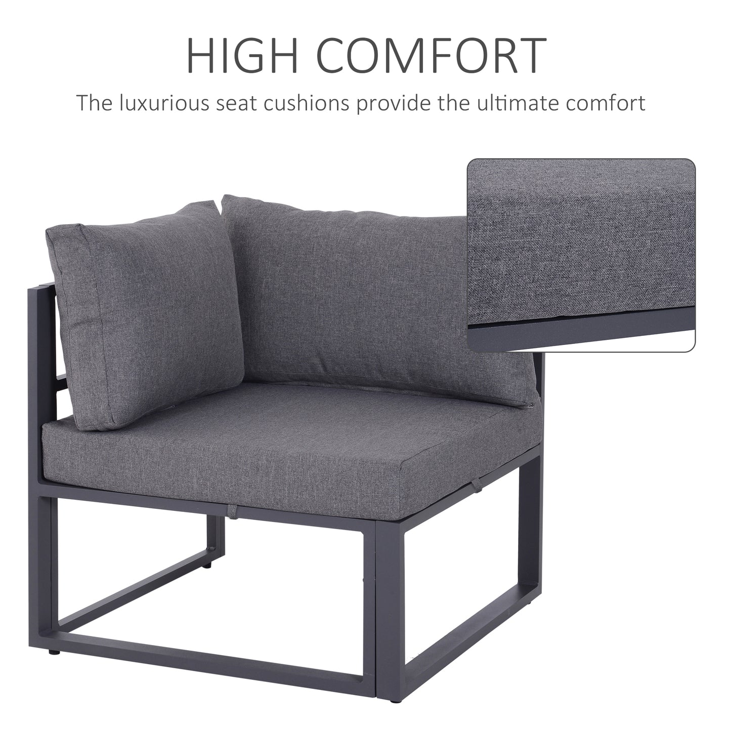 Outsunny 5 Seater Aluminium Garden Furniture Set, Garden Sofa Set with Thick Cushions for Patio and Balcony, Outdoor, Grey