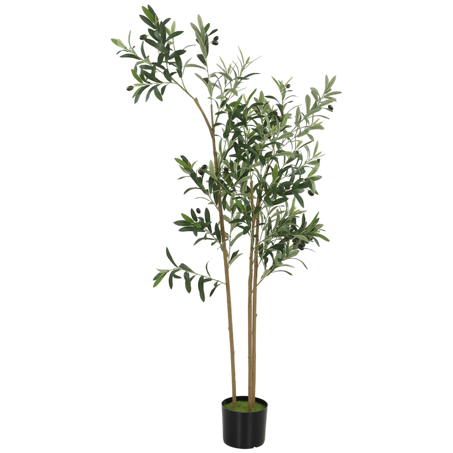 Photo of HOMCOM Decorative Artificial Plant, 148 cm Silk Olive Tree with 553 Leaves in Cement Pot, Fake Plant in Plant colour on a white background