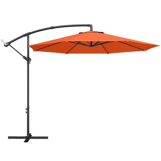 Photo of Outsunny 3 m Overhanging Cantilever Parasol, with Cross Base - Orange in Orange colour on a white background