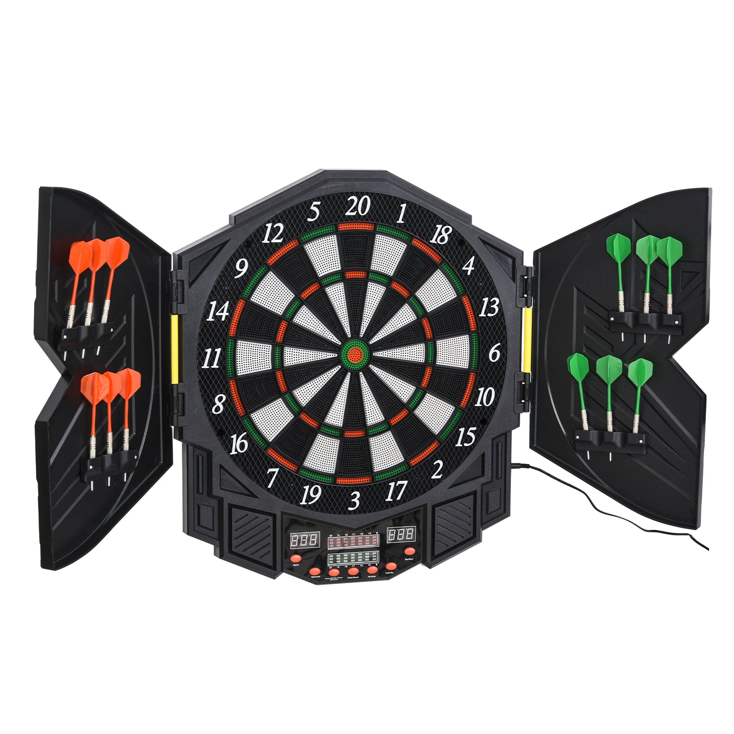 Photo of HOMCOM Dart Board Set, Electronic Dartboard with LED Digital Score Display, Soft Tip Darts, 27 Games, Speaker Sound in Sound colour on a white background