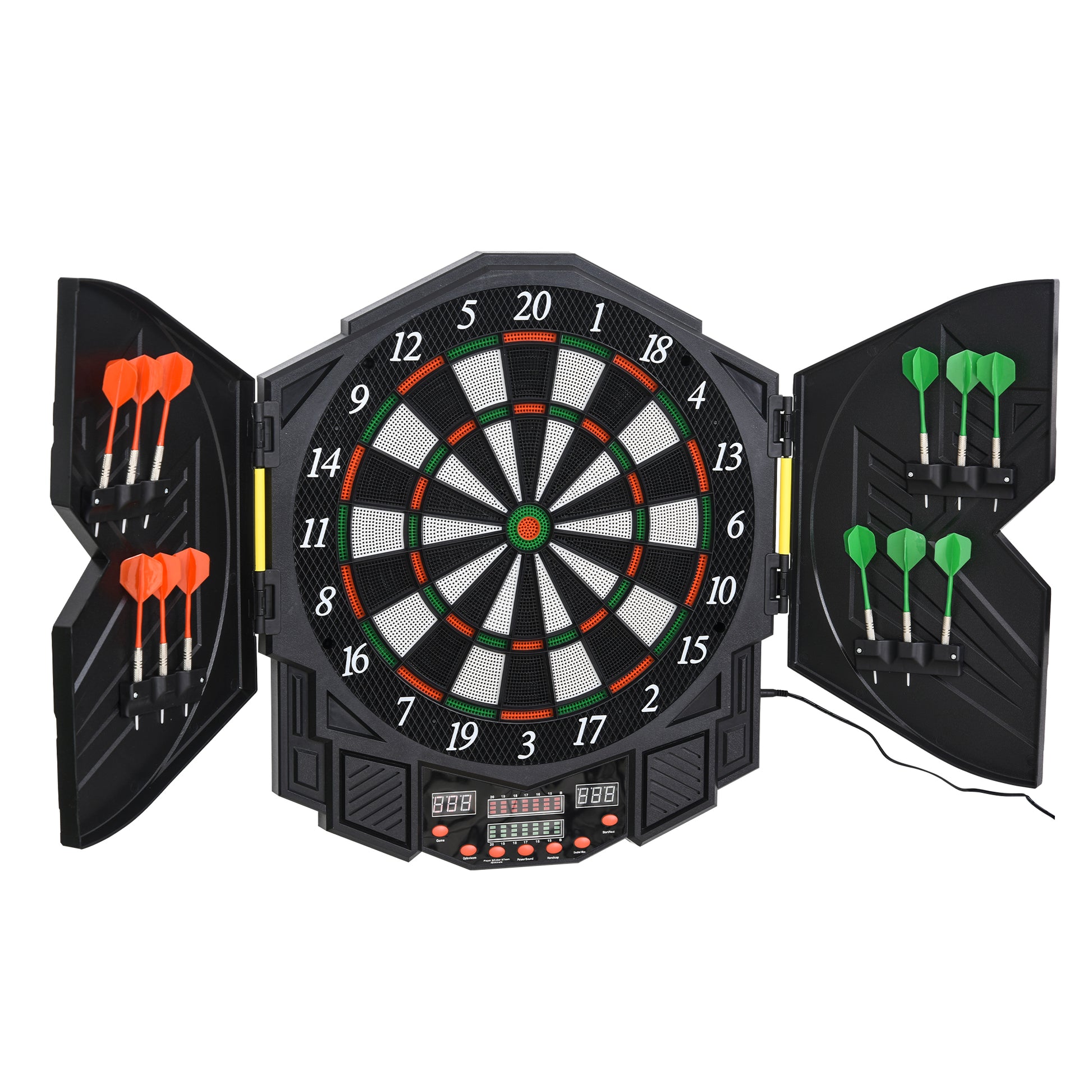 Photo of HOMCOM Dart Board Set, Electronic Dartboard with LED Digital Score Display, Soft Tip Darts, 27 Games, Speaker Sound in Sound colour on a white background