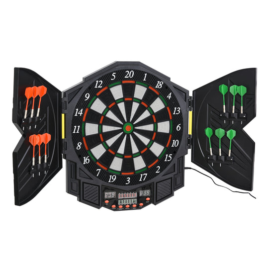 Photo of HOMCOM Dart Board Set, Electronic Dartboard with LED Digital Score Display, Soft Tip Darts, 27 Games, Speaker Sound in Sound colour on a white background