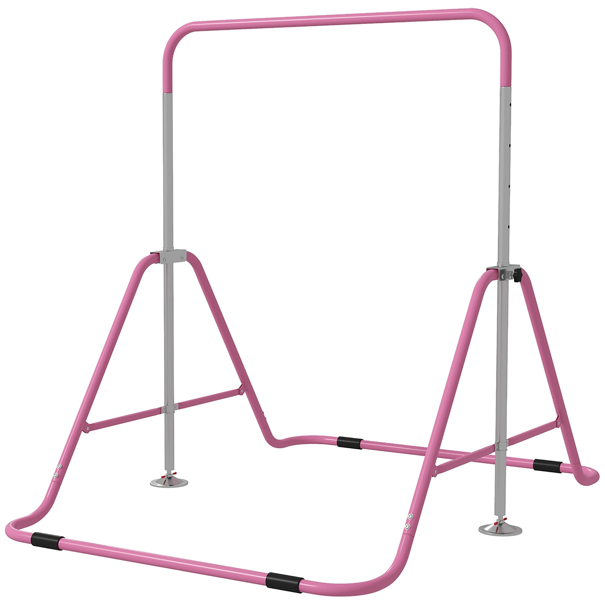 Photo of HOMCOM Kids Gymnastic Bar, with Adjustable Height, Foldable Horizontal Bars - Pink in Pink colour on a white background