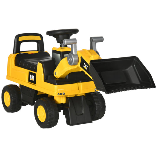 Photo of HOMCOM Ride on Tractor, CAT Licensed Kids Ride On Digger Excavator, Construction Toy Car with Adjustable Bucket, Horn, for Ages 1.5-3 Years in Years colour on a white background