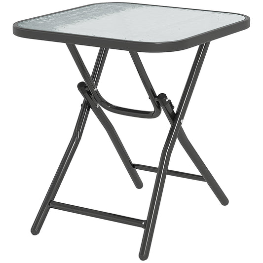 Photo of Outsunny Foldable Garden Table Square Folding Table for Patio Garden 45 x 45 x 50Hcm Black in Black colour on a white background