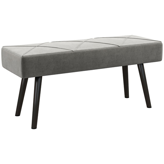 Photo of HOMCOM End of Bed Bench with X-Shape Design and Steel Legs, Upholstered Hallway Bench for Bedroom, Grey in Grey colour on a white background
