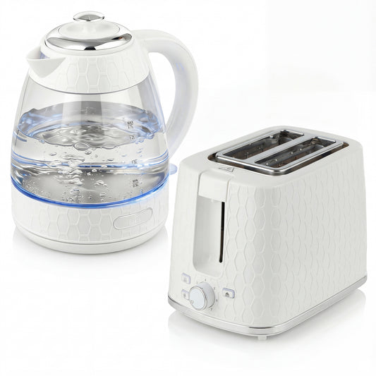 Photo of HOMCOM Kettle and Toaster Set, 1.7L 3000W Rapid Kettle with Limescale Filter, 2 Slice Toaster with 7 Browning Controls, Cream in Cream colour on a white background